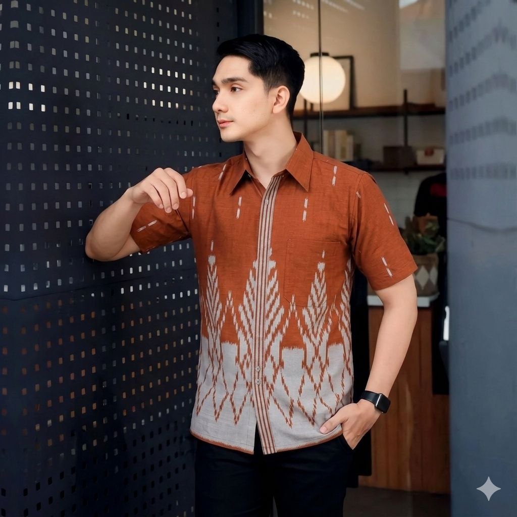 Hem Batik Pria Lengan Pendek Motif Simple Elegan | Kemeja Batik Pria Nyaman Dipakai