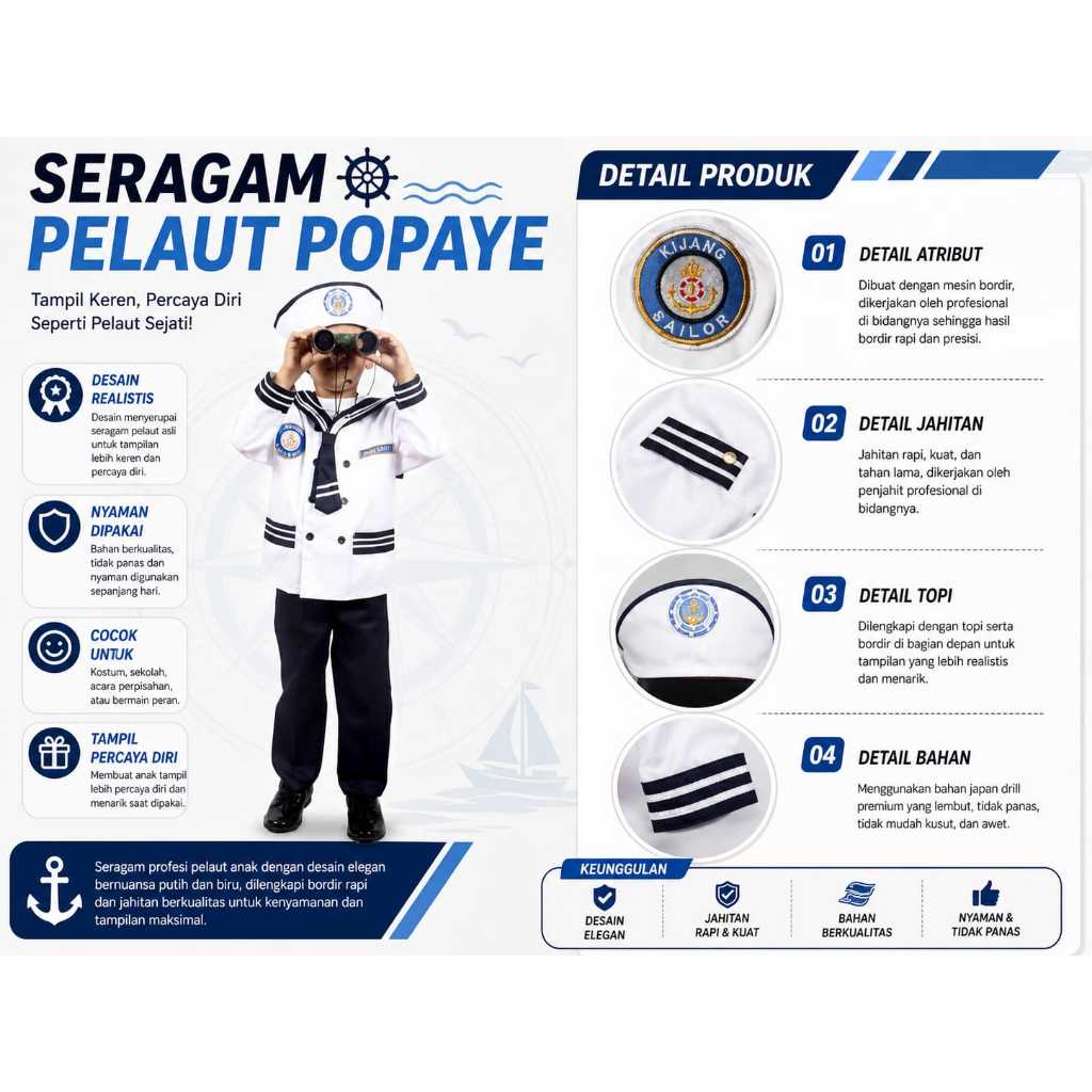 Seragam profesi anak PELAUT/POPEYE - Perempuan