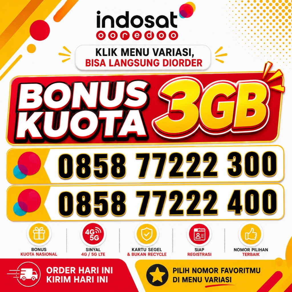Kartu Perdana Indosat ooredoo IM3 Nomor Cantik 5G LTE Bonus Kuota 3GB