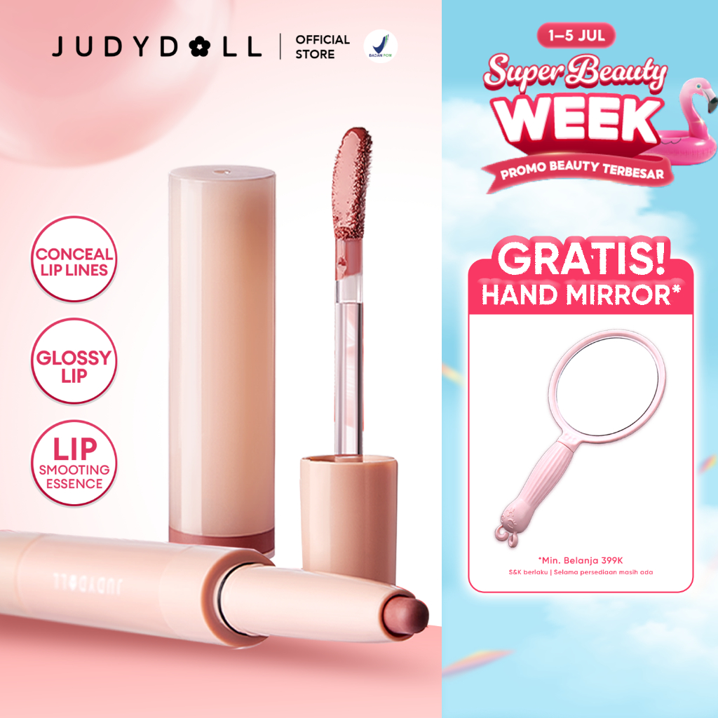 Judydoll Lip Liner & Gloss Duo - 4gr (Pigmented & Glossy, Lip Liner Lip Crayon Lipstick Lipstik Mele
