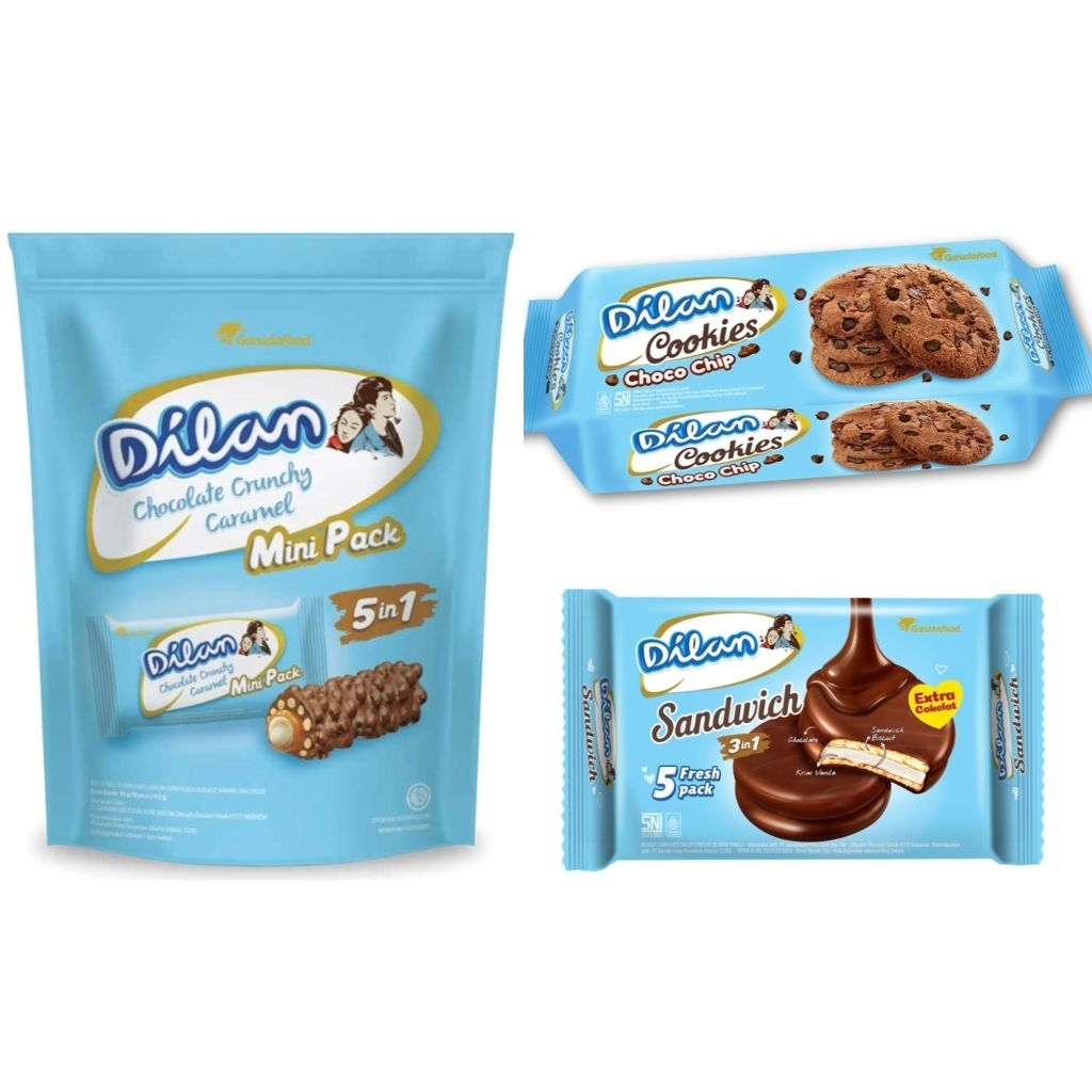 Dilan Chocolate Crunchy Cream Caramel mini pouch sandwich malkist cookies