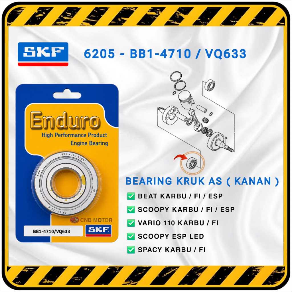 SKF ENDURO > Bearing Laker Laher 6205 ( BB1 - 4710 ) || Bandul Kruk As Kanan Honda BEAT | SCOOPY | S