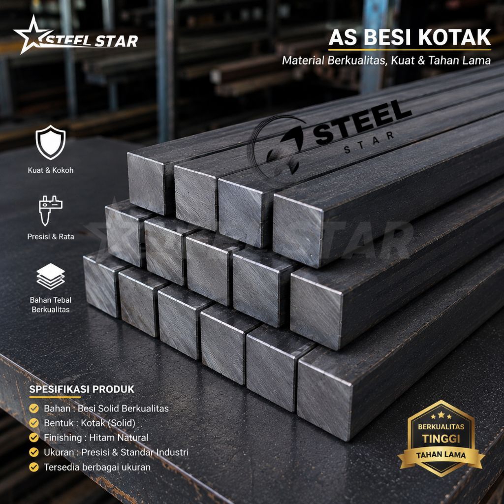 As Besi Kotak - 10MM x 10MM x 1000MM - Besi Segi Empat Nako