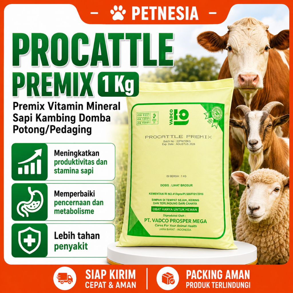 PROCATTLE PREMIX 1 Kg - Premix Vitamin Mineral Sapi Kambing Domba Potong/Pedaging