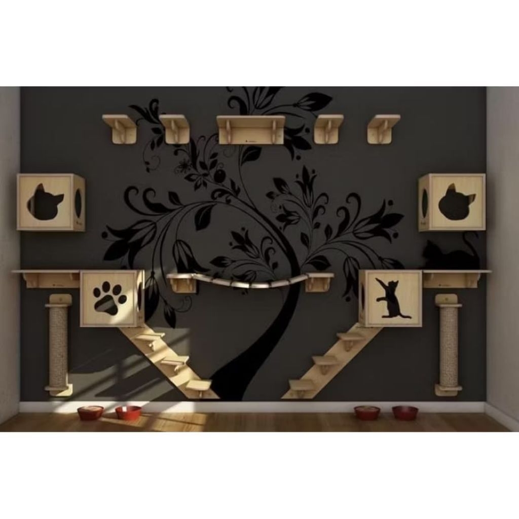 cat playground rumah kucing cat house tempel dinding