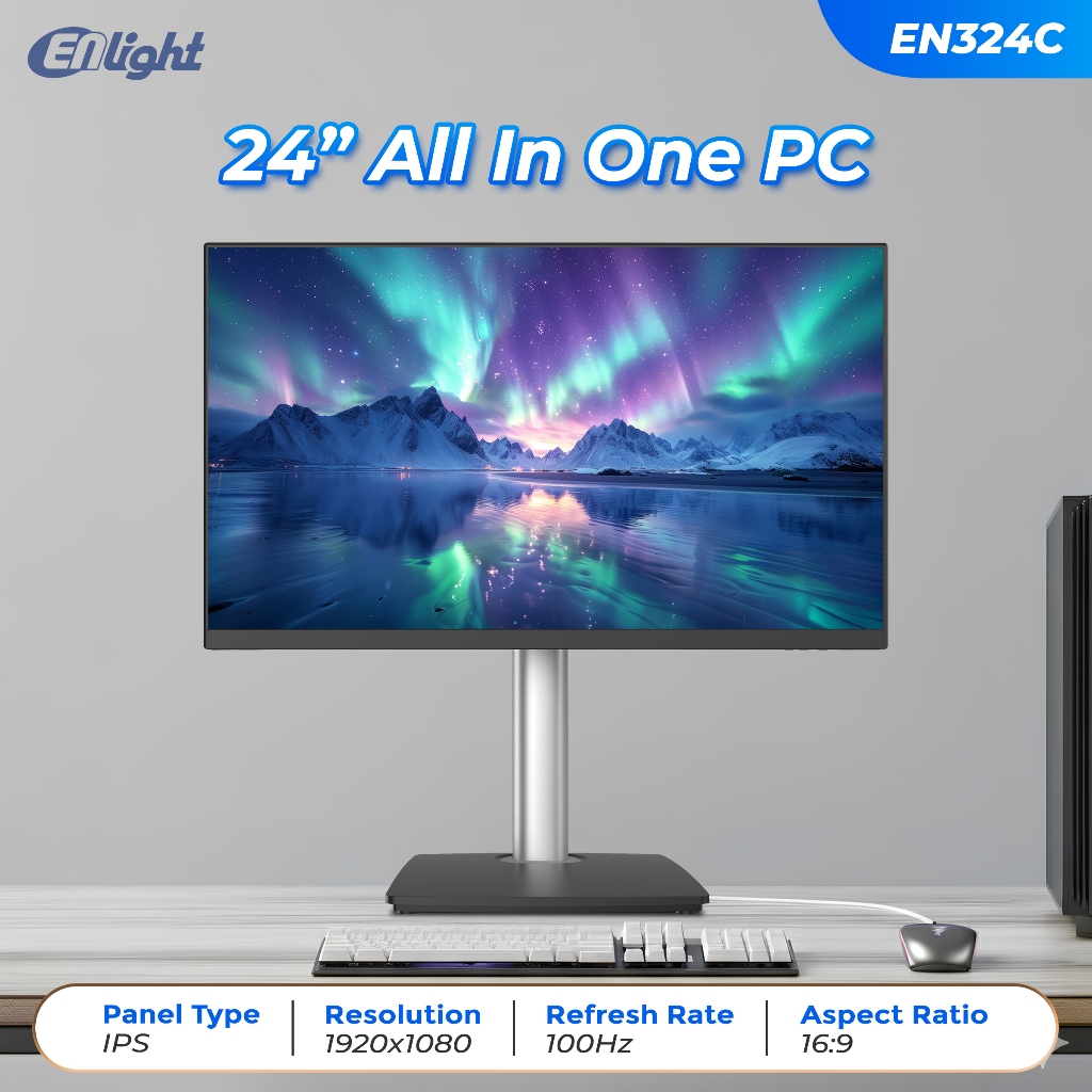 Enlight AIO EN324C | Monitor LED AIO 24" 100Hz FHD | Intel i3 7100 | 256GB | 8GB DDR4