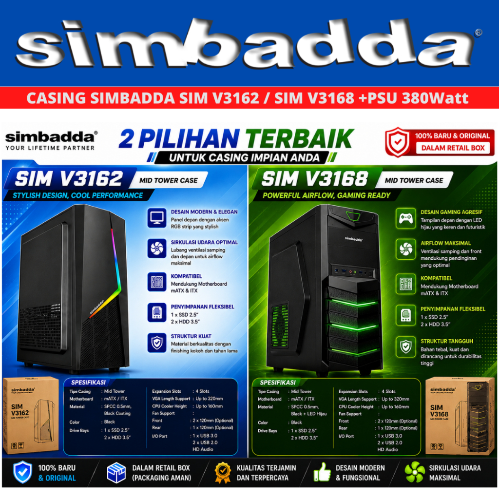 CASING SIMBADA SIM V 3160 SIM V 3162 SIM V 3168 + PSU 380W