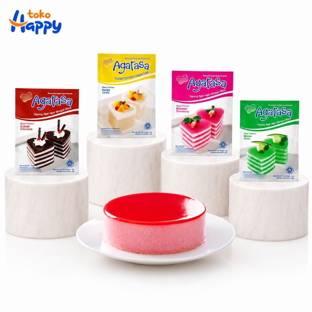 AGARASA AGAR-AGAR BUBUK RASA VANILLA / COKELAT / MELON / STRAWBERRY SACHET
