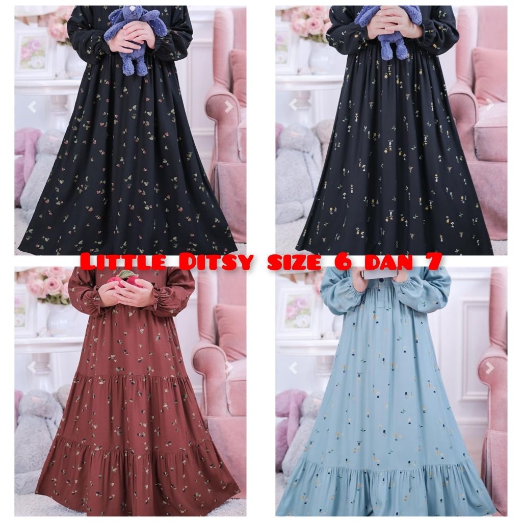 Gamis Ditsy Little Ditsy Juli 2026 Little Ditsy size 7 Little ditsy size 6/ Little Faeleen Powder Bl