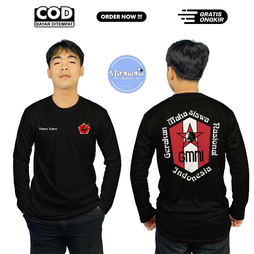 Kaos GMNI Pergerakan Sarinah Gratis Nama Kamu Lengan Panjang Baju Distro