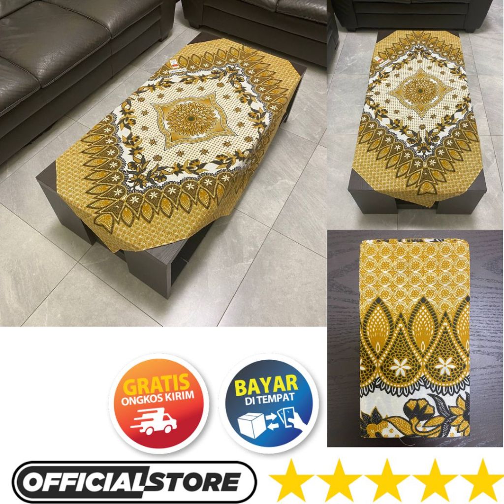 Taplak Meja Ruang Tamu Kain Batik Motif Tulis Bahan Poliester Halus Ukuran 110 x 105 Tradisional Asl