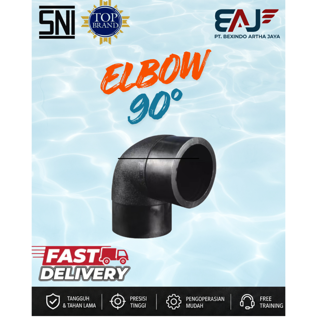 Elbow HDPE 90° 12 Inch 315 mm PN 10 dan PN 16 | Elbow Fitting Pipa HDPE | Distributor Resmi