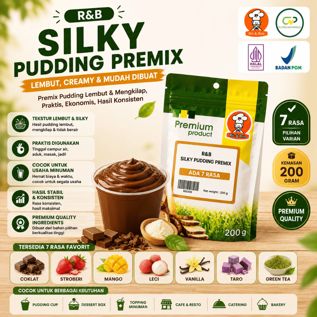 R&B Silky Pudding Premix 200 gram / Pudding Powder / Premix Pudding / Silky Pudding Premix Powder / 