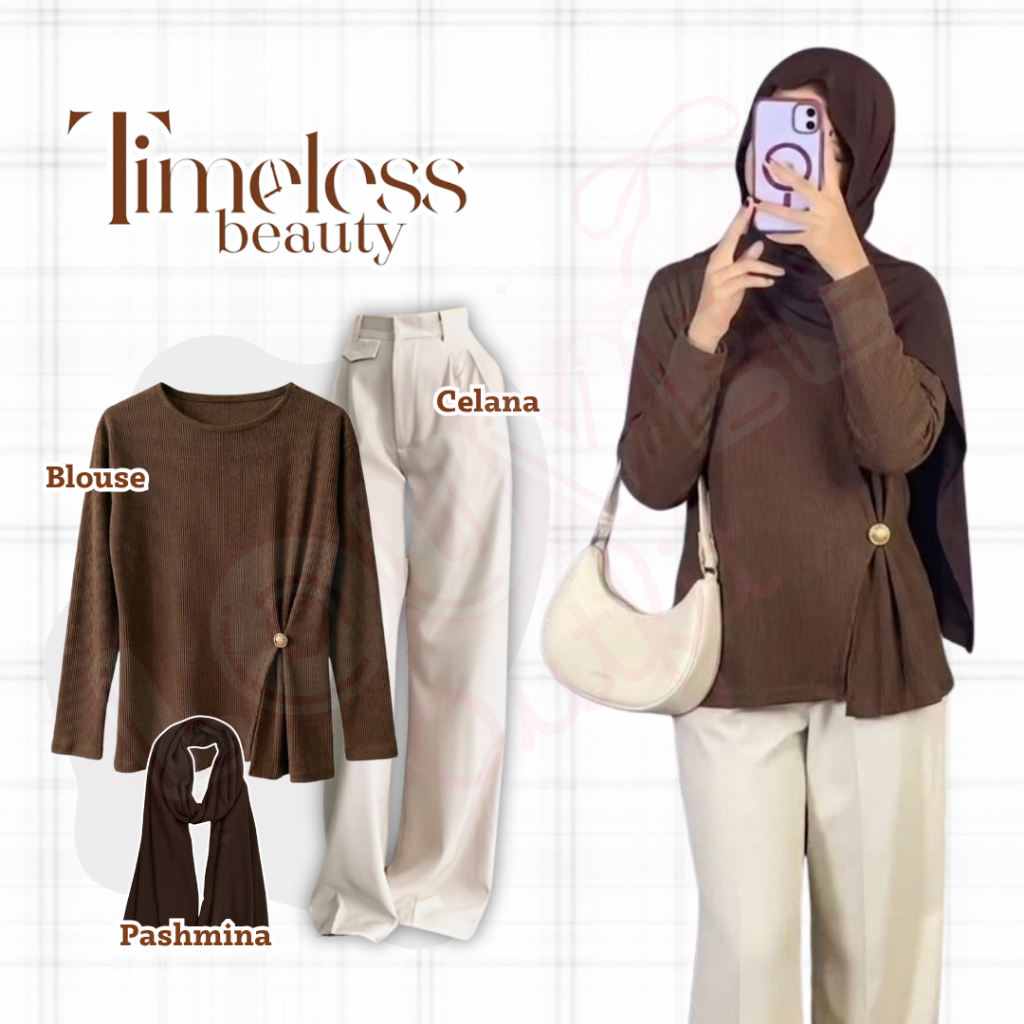 Louvee Outfit / one set remaja 3in1 /  outfit wanita kekinian / Setelan Kekinian / Bianca Blouse Raj