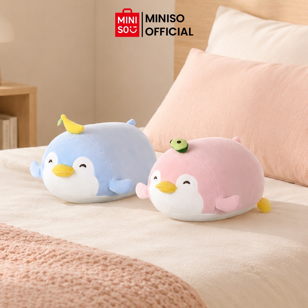 Miniso Lying Penguin Plush Toy Boneka Penguin Tiduran Empuk Bantal Penguin Halus Mainan Anak Dewasa