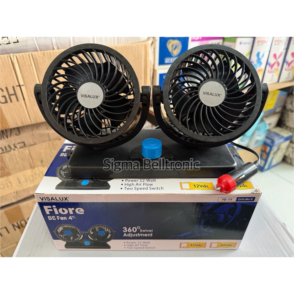 Kipas angin mobil 12 volt Visalux Fiore. Kipas angin DC 4 inch