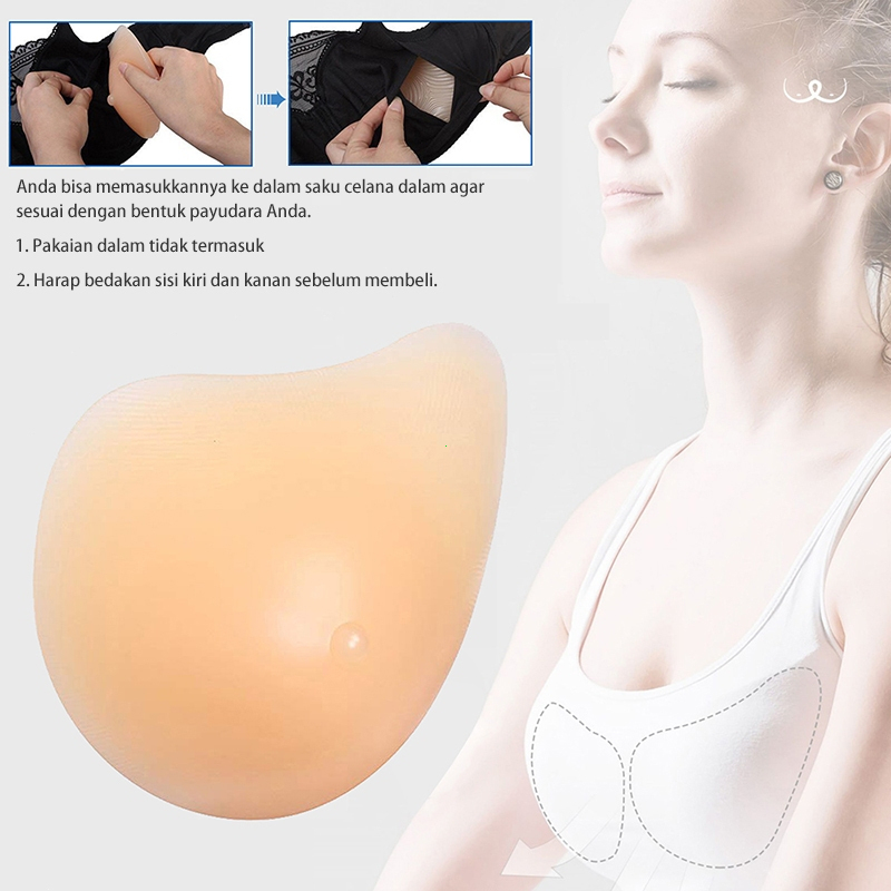 1 buah Payudara palsu spiral Silicone Silikon Bra Mastektomi Insert Pad Penyumpal Breast Cancer Payu