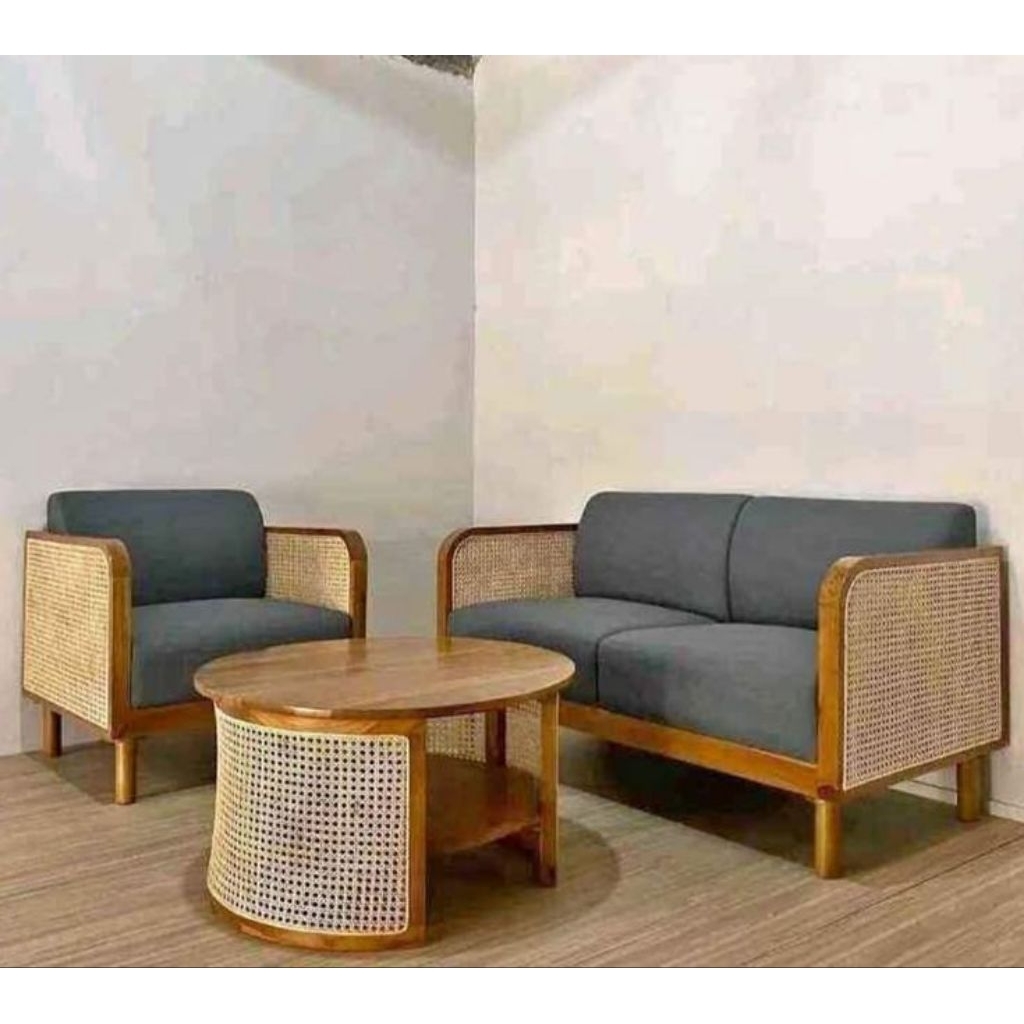 Set Sofa Rotan Jepara Kursi Sofa Minimalis Kombinasi Rotan