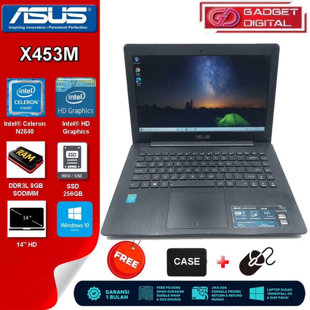 LAPTOP ASUS X453M INTEL | 8GB / SSD 256GB | 14" HD