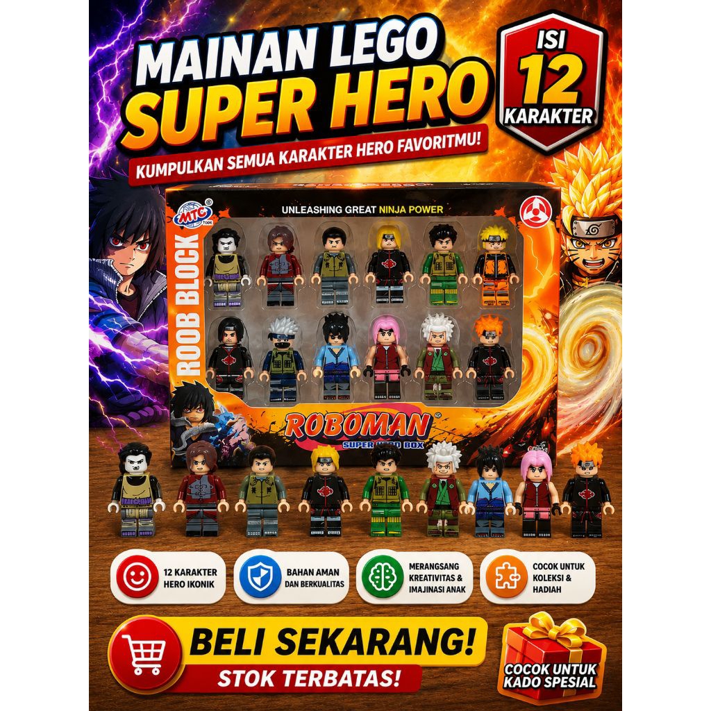 MTC TOYS Grosir Mainan Anak Koleksi Lego Roboman Super Hero Box Isi 12 pcs