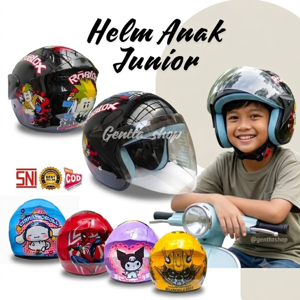 Helm Anak SNI Karakter Laki Laki Perempuan 3-12 Tahun | Helm Junior Remaja.