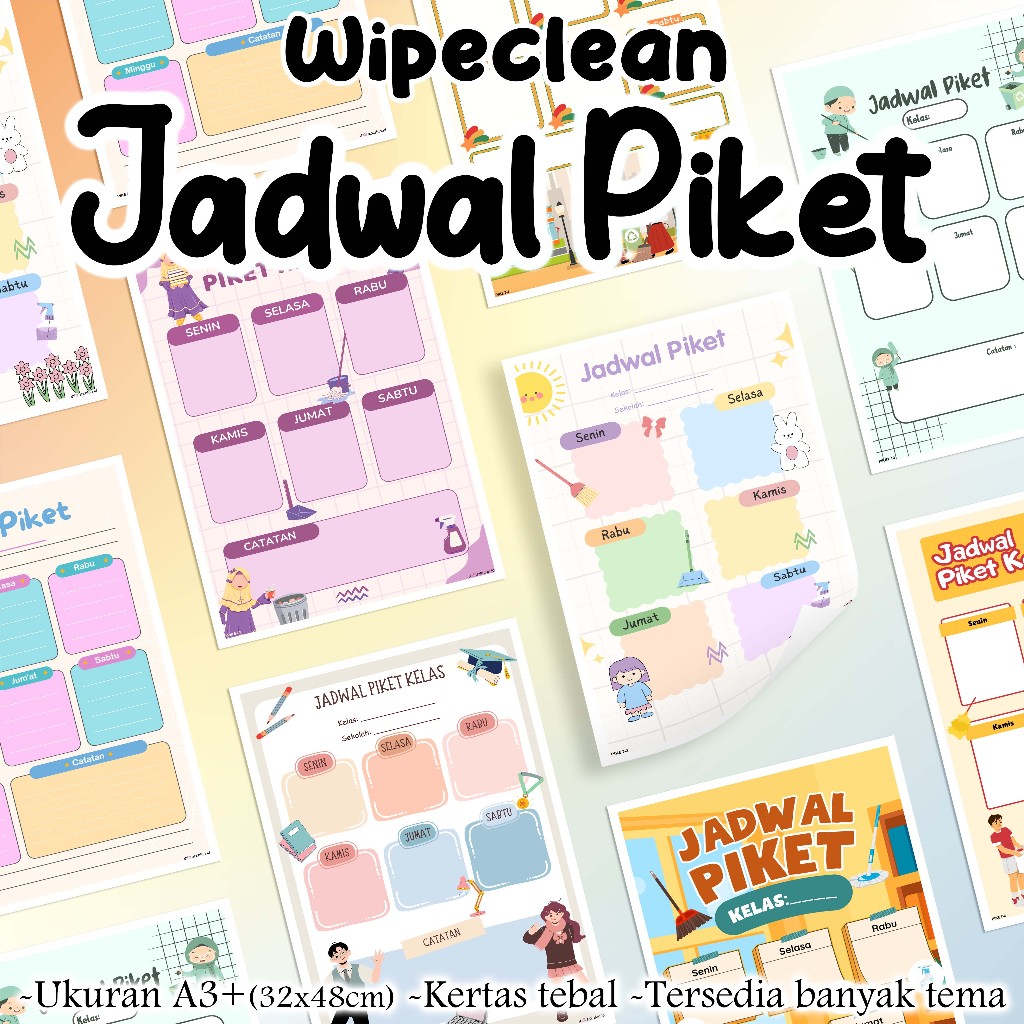 Poster Piket Kelas Wipeclean - Poster Jadwal Piket Kelas Wipeclean