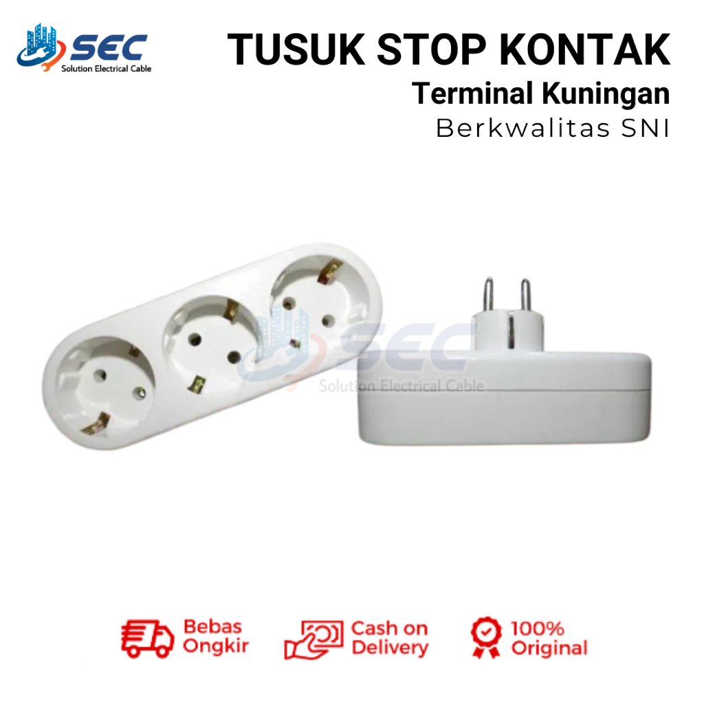ERKE PALLIS Stop Kontak 3 Lubang Arde + Steker Arde Colokan