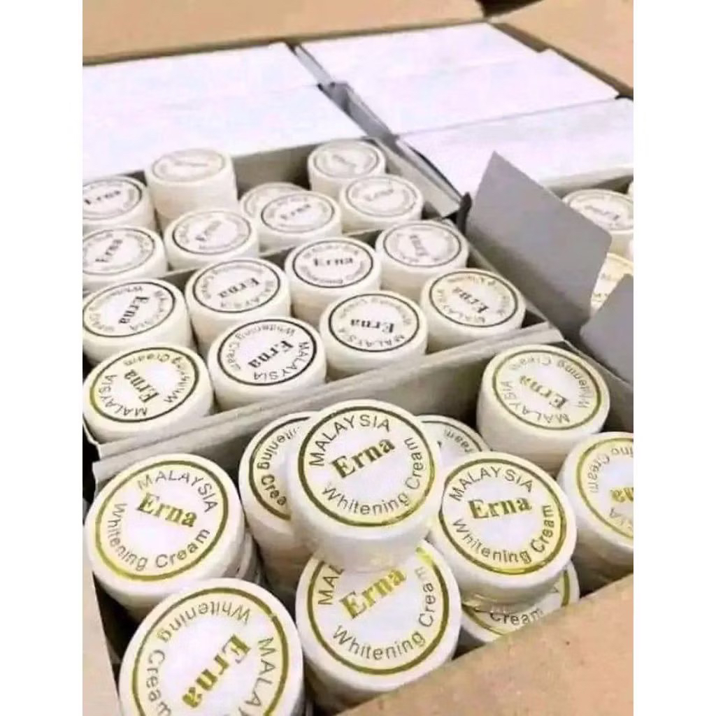 Paket 12 Pcs Cream Erna Malaysia - Pencerah Wajah, Perawatan Siang & Malam, Varian Kuning & Putih