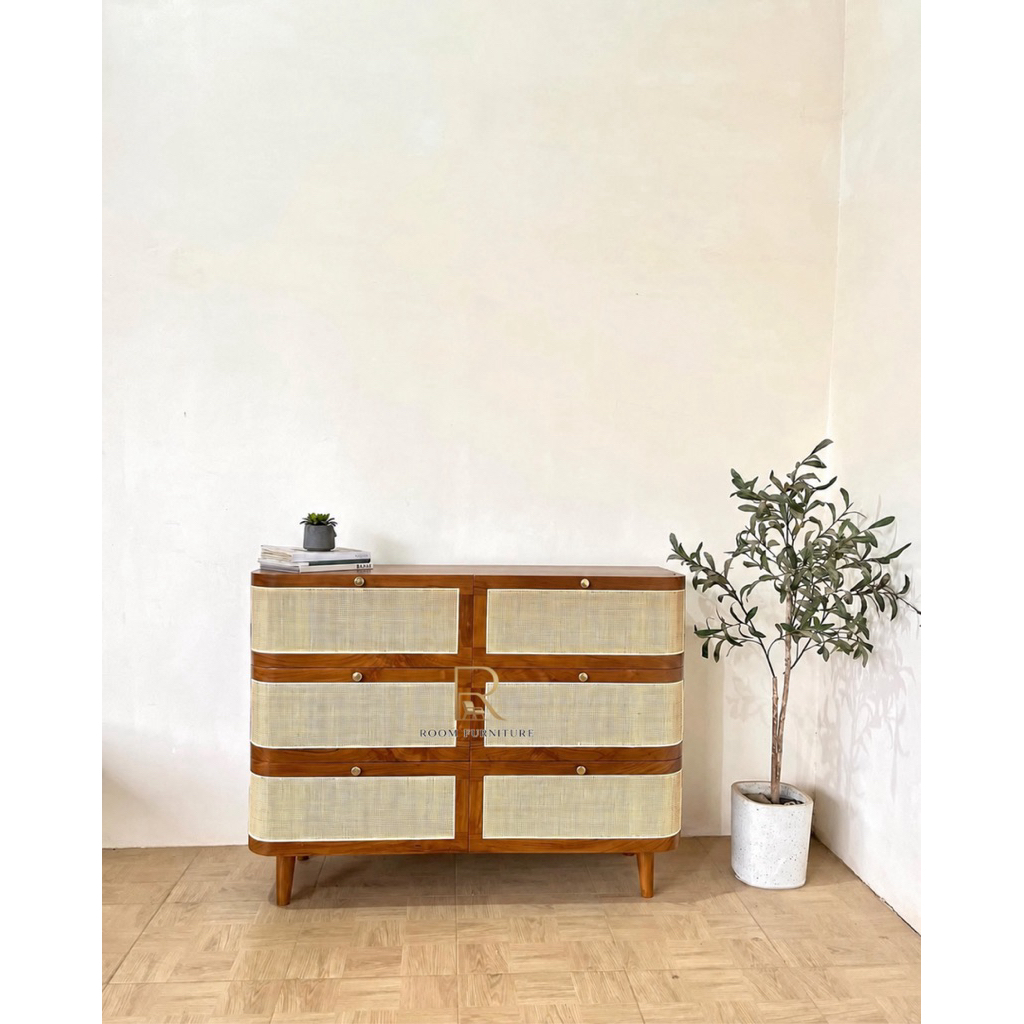 kabinet/bufet minimalis rotan kayu jati solid kabinet laci minimalis