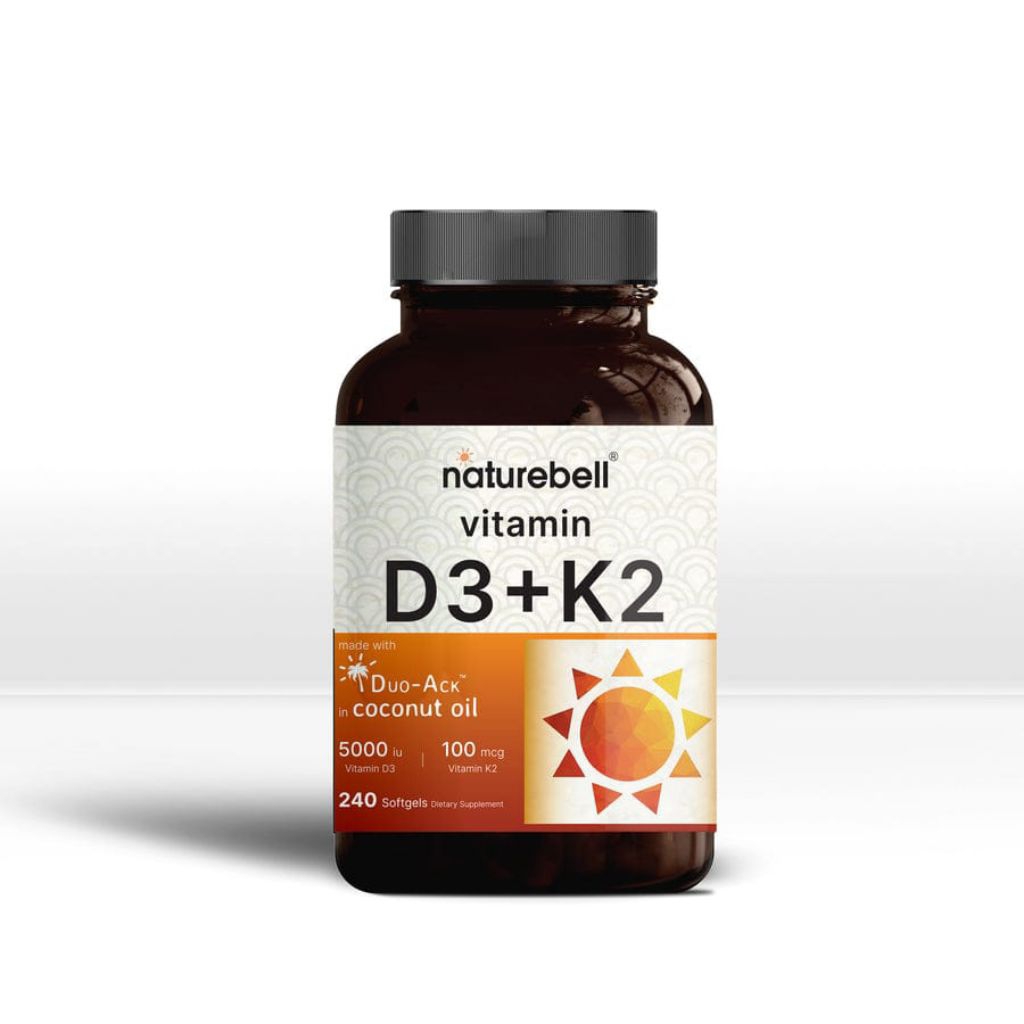 Terlaris!! NATUREBELL VITAMIN D3K2 5000iu 100% Original USA D3 5000IU K2 100Mcg - 240 Softgel With C
