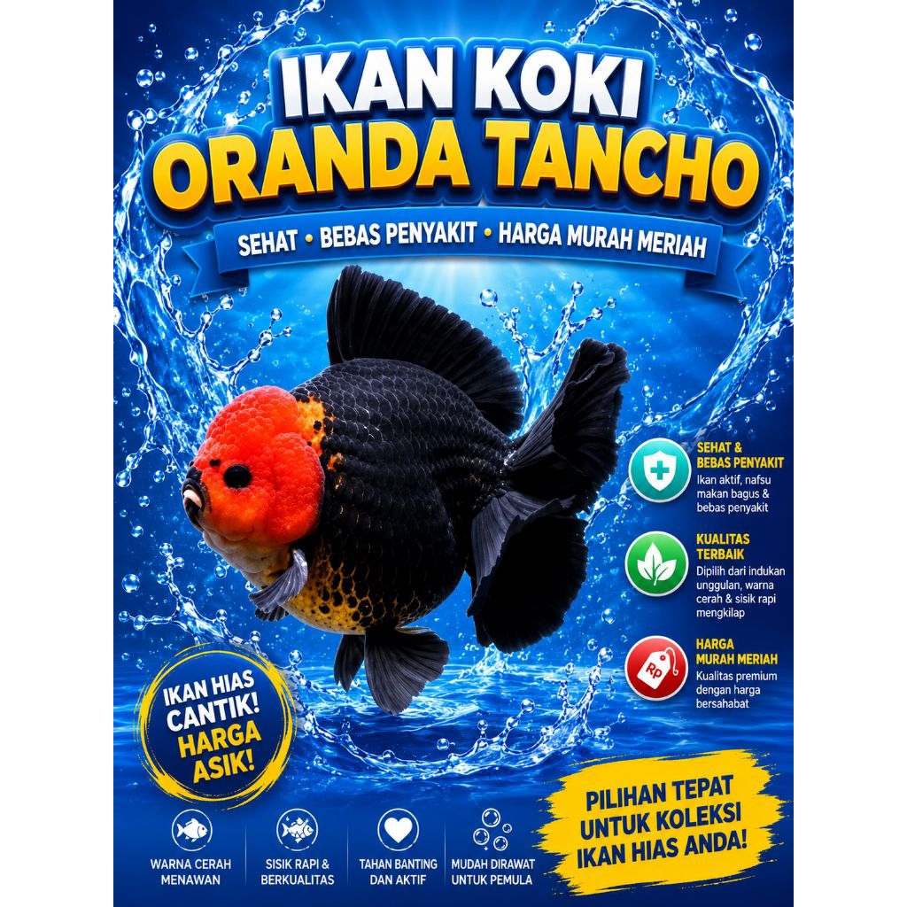 ikan koki oranda tancho short tail gemoy