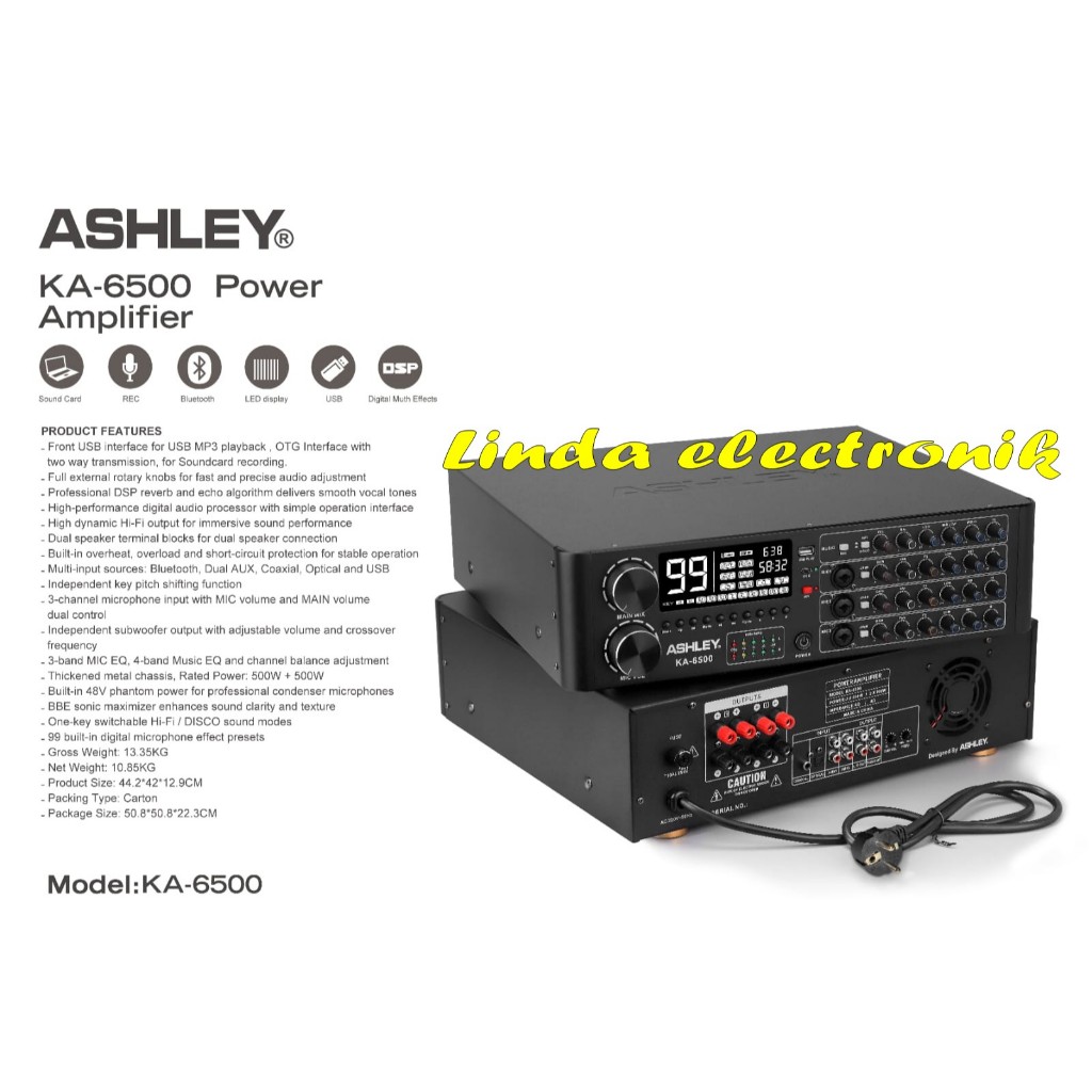 new amplifier ashley ka6500 / ka 6500 otg inferface / soundcard recording /optical / digital muti ef