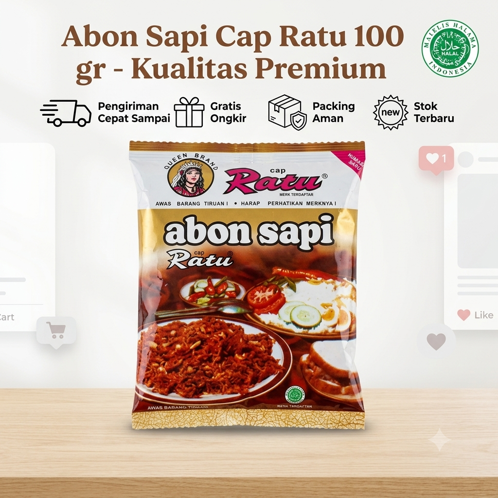 Abon Sapi Cap Ratu Emas / Dari Daging Asli / 100gr / Halal