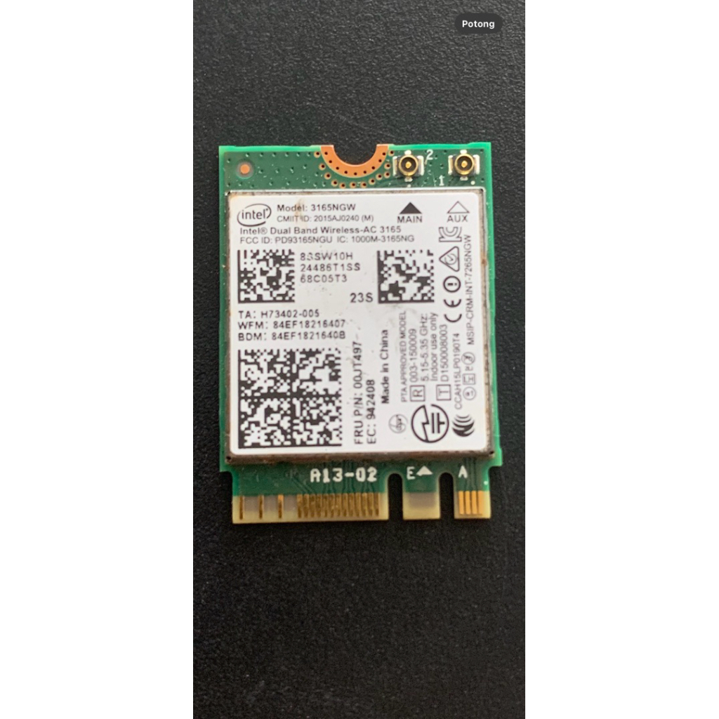 intel dual band wireless ac 3165 komplit antena