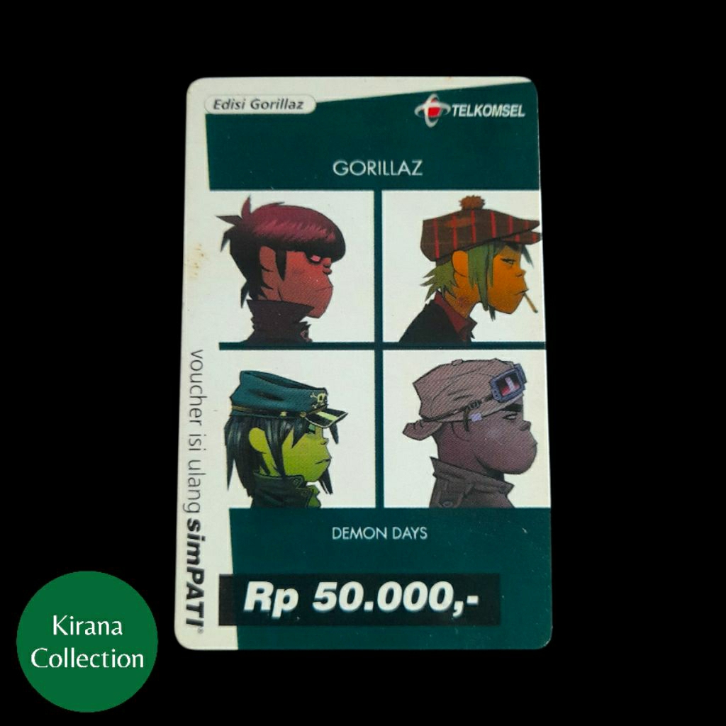 T138 KOLEKSI KARTU TELEPON LAMA INDONESIA VOUCHER SIMPATI GORILLAZ 1PCS BEKAS