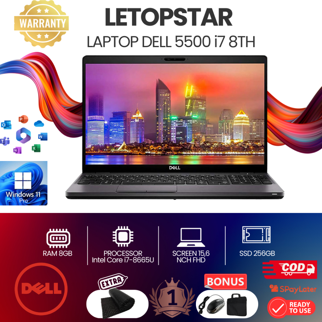 DELL LATITUDE 5401 5421 5491 5500 i7 8TH 16GB 1TB LAYAR 15,6 FREE TAS + MOUSE