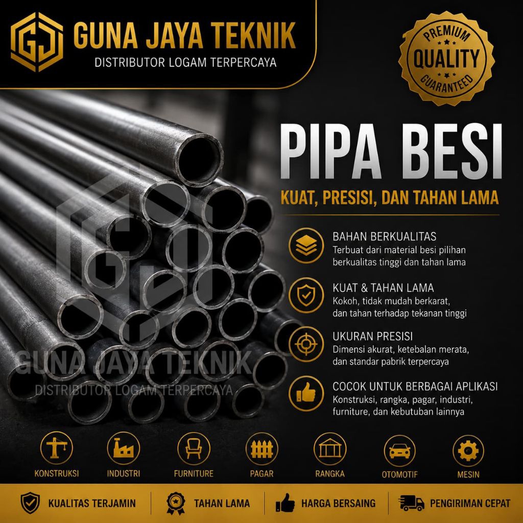 pipa besi OD 12 mm id 10 mm
