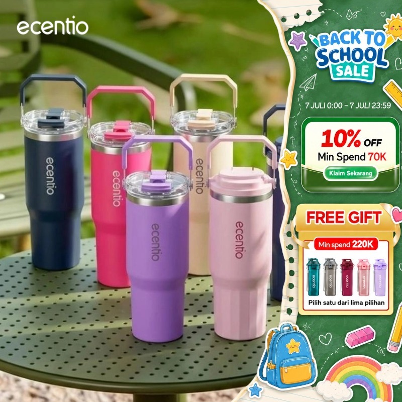 ecentio Tumbler Stainless 900ml Portable Thermos Botol Minum Besar Dengan Tas Tahan Panas Dingin 24 