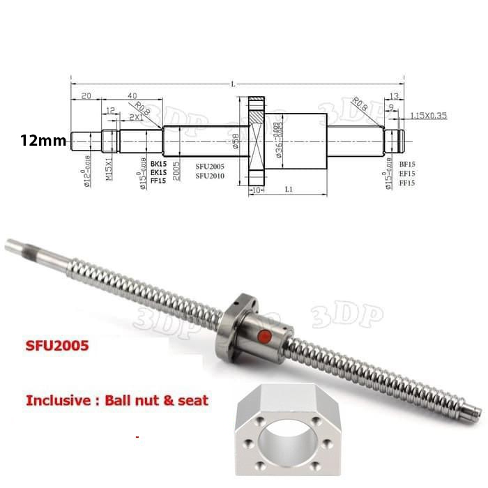 Ball screw SFU  2005 + Ball nut & seat(finishing)