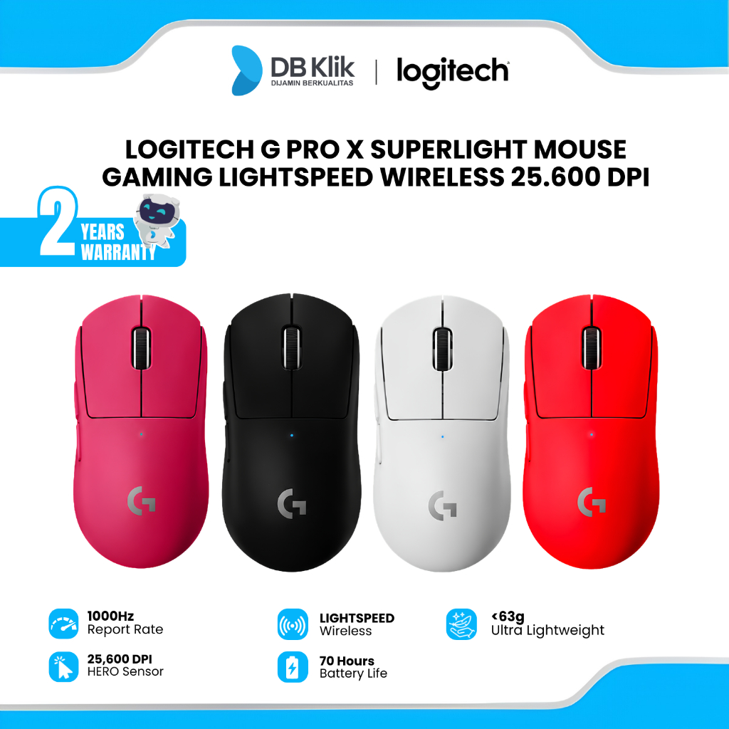Logitech G PRO X Superlight Mouse Gaming Lightspeed Wireless 25.600 DPI Rechargeable