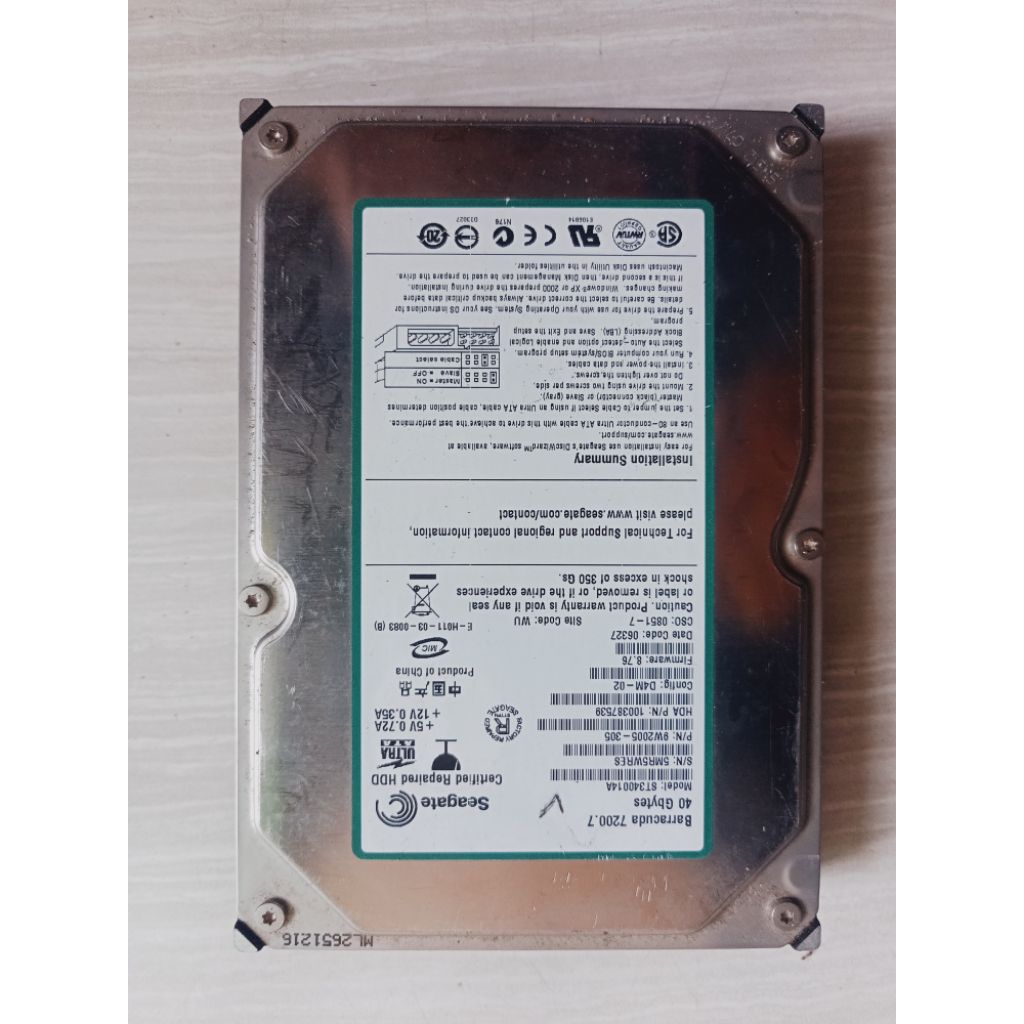 hardisk IDE 40GB, terakhir di cek masih bagus