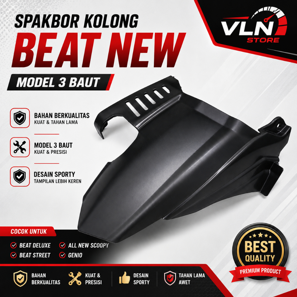 Hugger Beat New Deluxe Street 3 Baut PNP Spakbor Kolong Scoopy Genio Variasi Motor