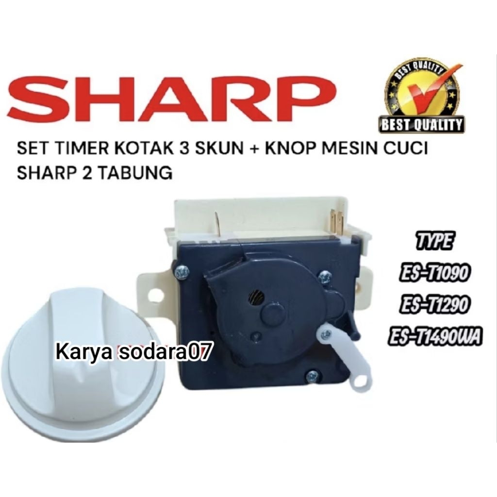 SET TIMER KOTAK+KNOP SHARP ES-T1090 ES-T1290 ES-T1490WA TIMER MESIN CUCI SHARP 2 TABUNG MODEL SOKET