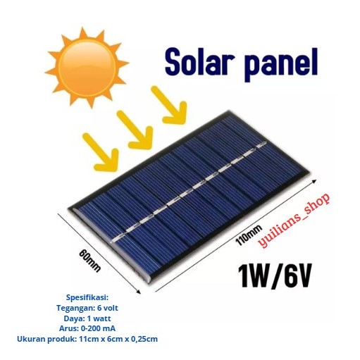 Sel Solar Panel surya 6v 1w 200ma Panel Surya Mini Untuk Pemula Pengisi Daya Baterai 6 Volt