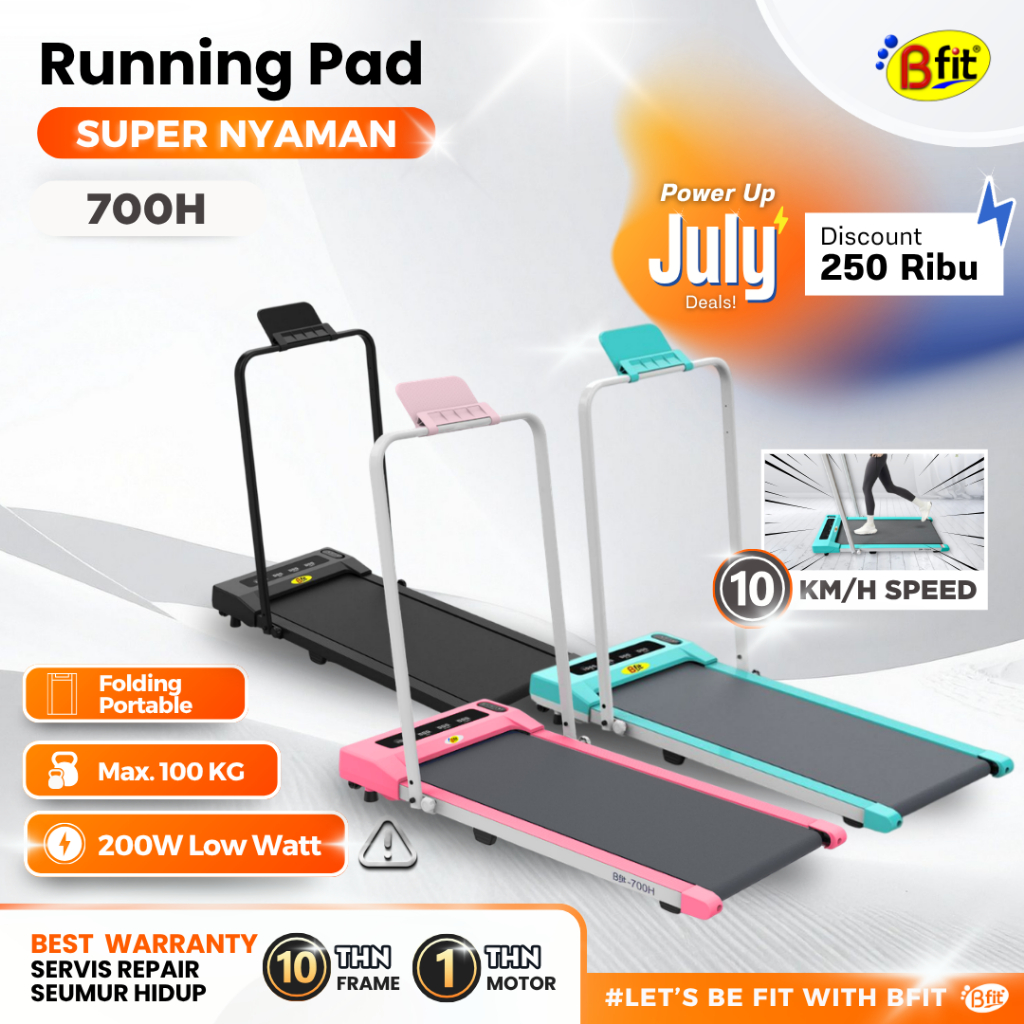 Running Pad BFIT 700H Walking Pad Treadmill Elektrik Listrik Lipat Portable Low Watt