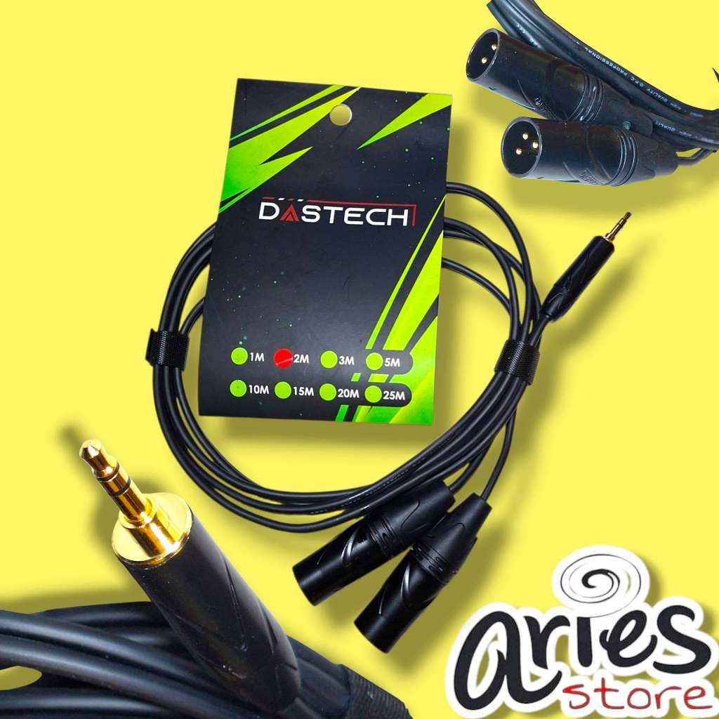 KABEL AUDIO JEK MINI STEREO TO 2 CANON MALE DASTECH