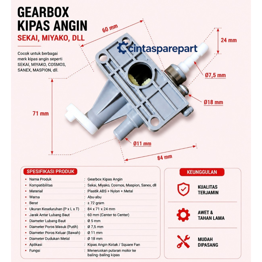 GEARBOX KIPAS ANGIN KOTAK/ GEARBOX KIPAS ANGIN KOTAK