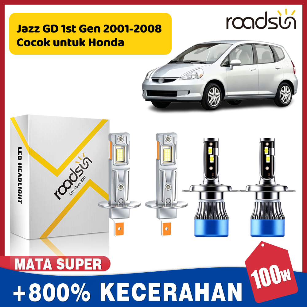 Cocok untuk Honda Jazz GD 1st Gen 2001-2008 Super Terang Led Lampu Depan Mobil Bohlam Hi/Lo Beam Lam