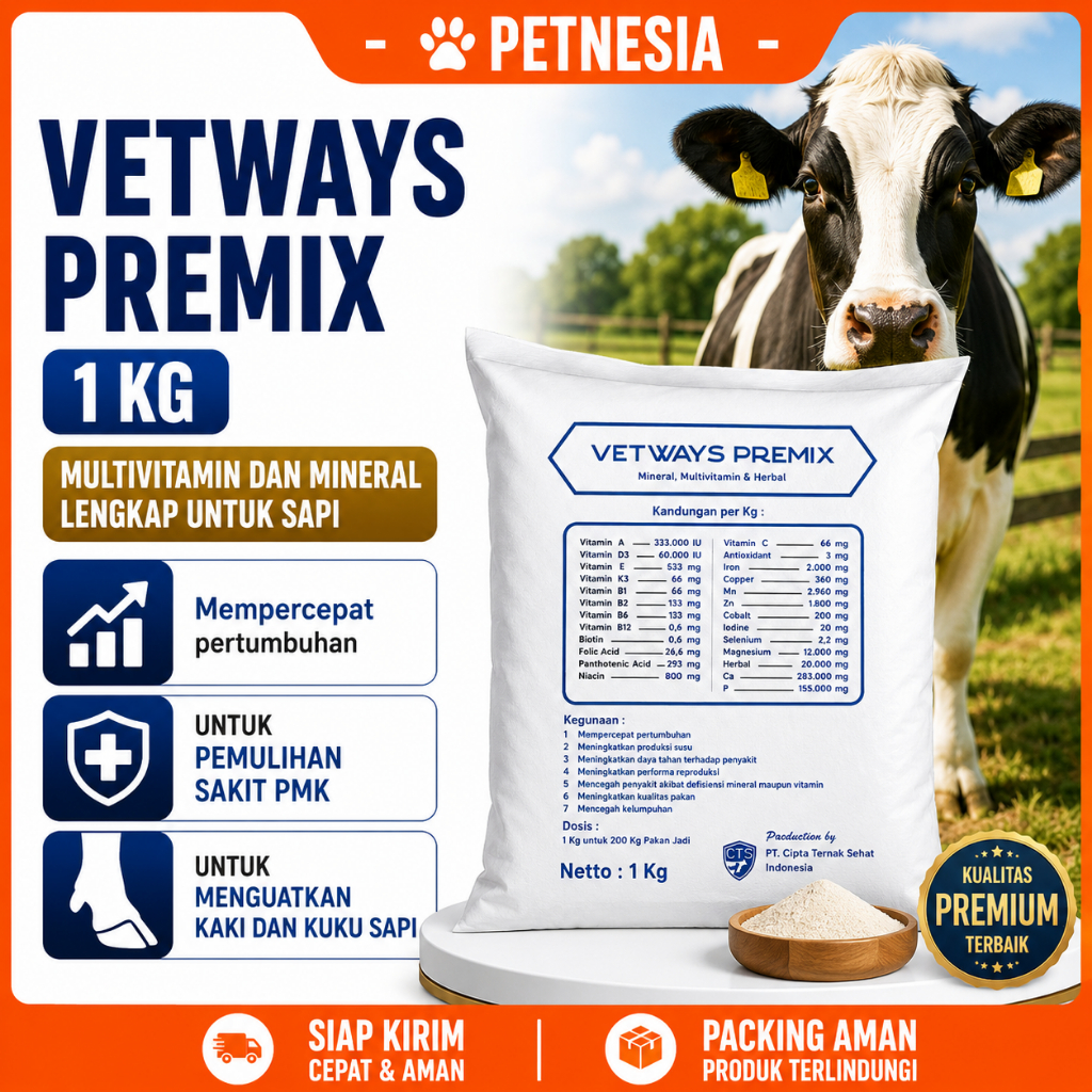 VETWAYS PREMIX 1 KG - Multivitamin dan Mineral Lengkap Untuk Sapi