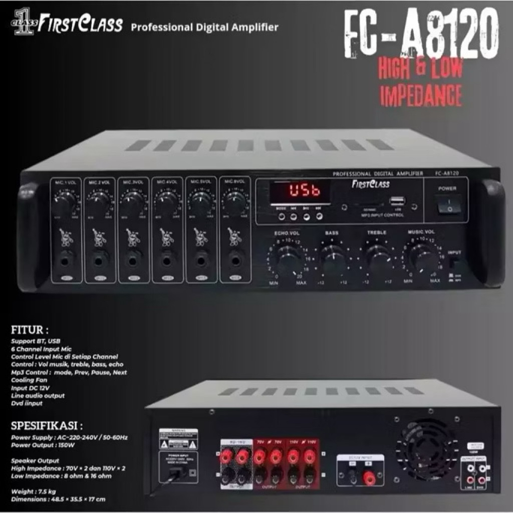 Amplifier Public Address Toa Masjid Firstclass FC-A8120 ORIGINAL
